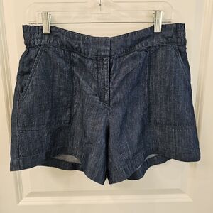 Ann Taylor Women's Blue Shorts Elastic Waist Linen/Lyocell(eco-friendly) Size 8